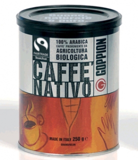 Goppion Caffe Nativo (Гоппион Кафе Нативо), органически чистый кофе в зернах (250г), металлическая банка.