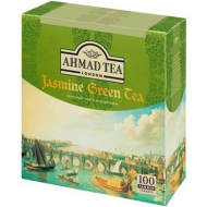 Чай зеленый Ahmad Jasmine Green Tea (Ахмад Зеленый чай с жасмином), пакетики с ярлычками, 100 саше по 2г.